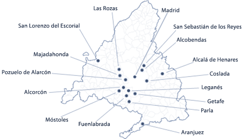 Grandes Municipios de la Comunidad de Madrid, Situacion geográfica